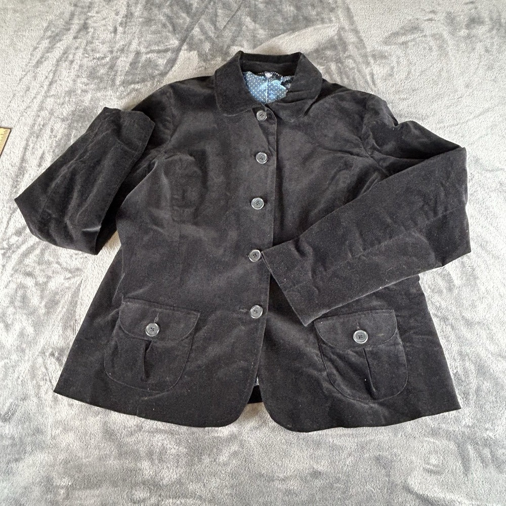 Lands End Velvet Blazer Womens Large Black Lined Jacket Preppy Heritage Classic - Picture 7 of 15